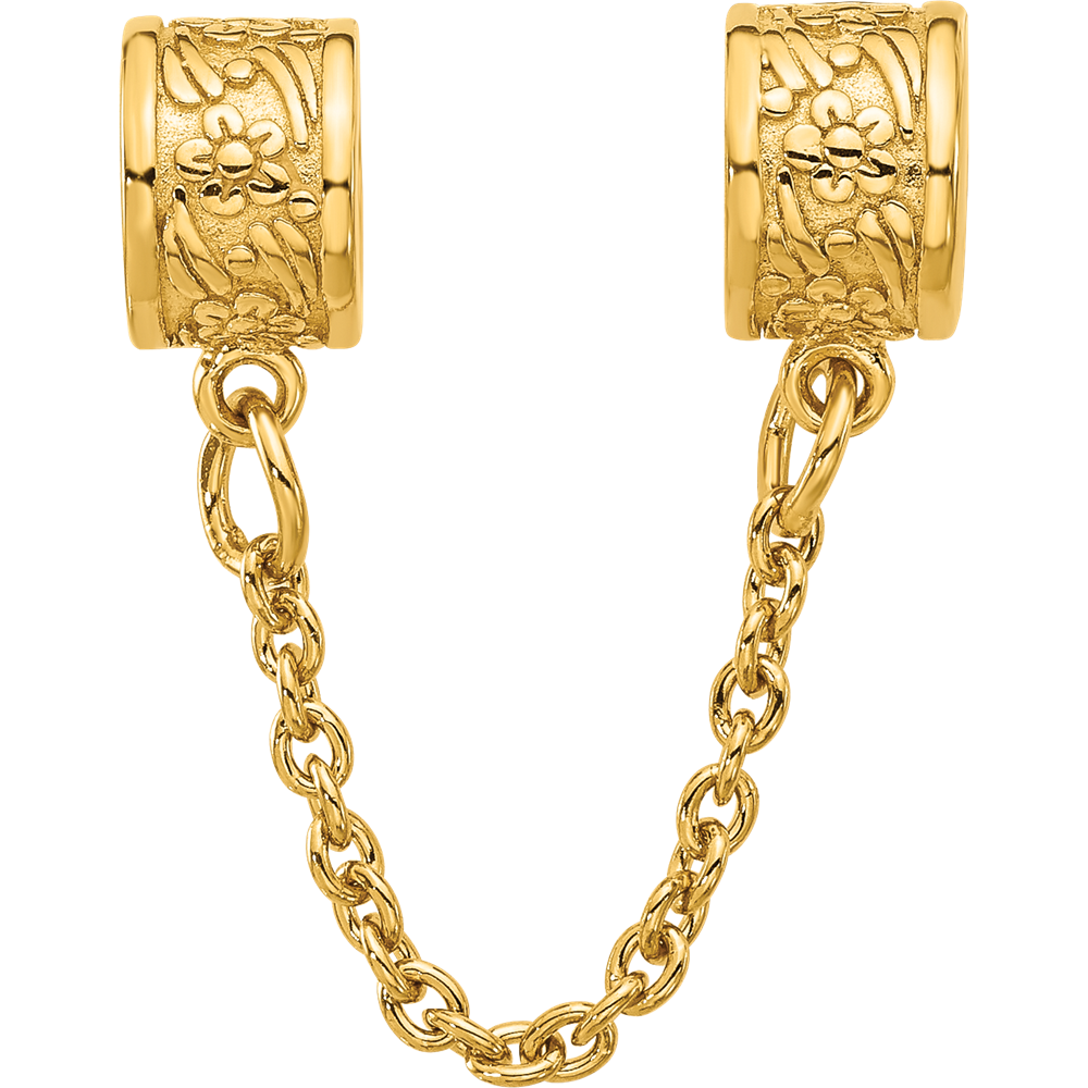 Sterling Silver Reflections Gold-plated Floral Safety Chain Bead