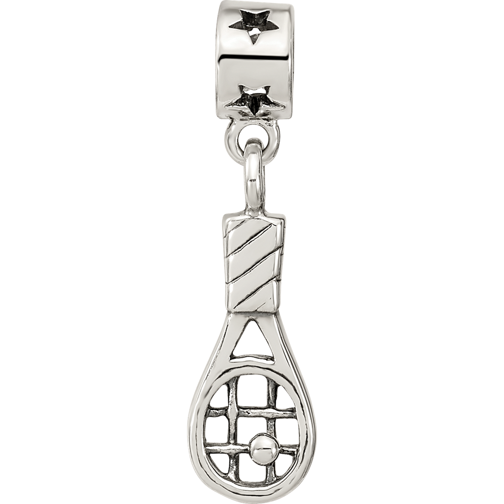 Sterling Silver Reflections Tennis Racket Dangle Bead