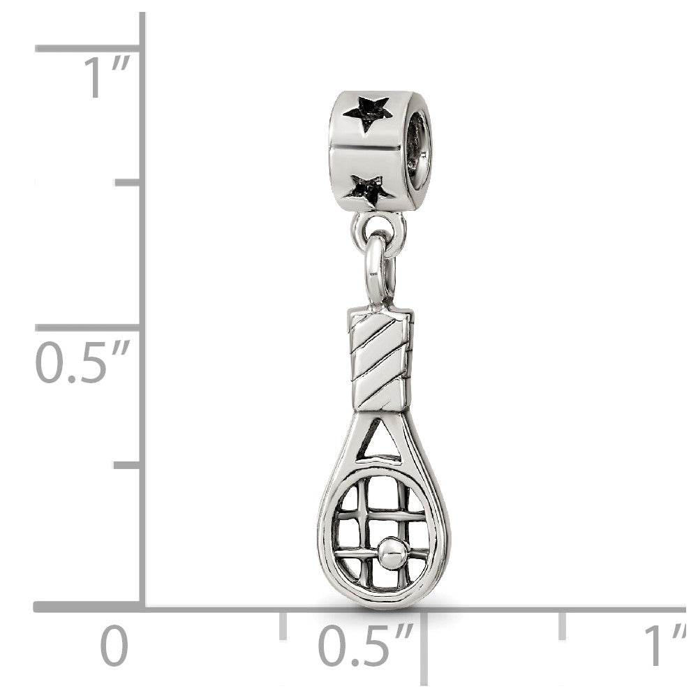 Sterling Silver Reflections Tennis Racket Dangle Bead
