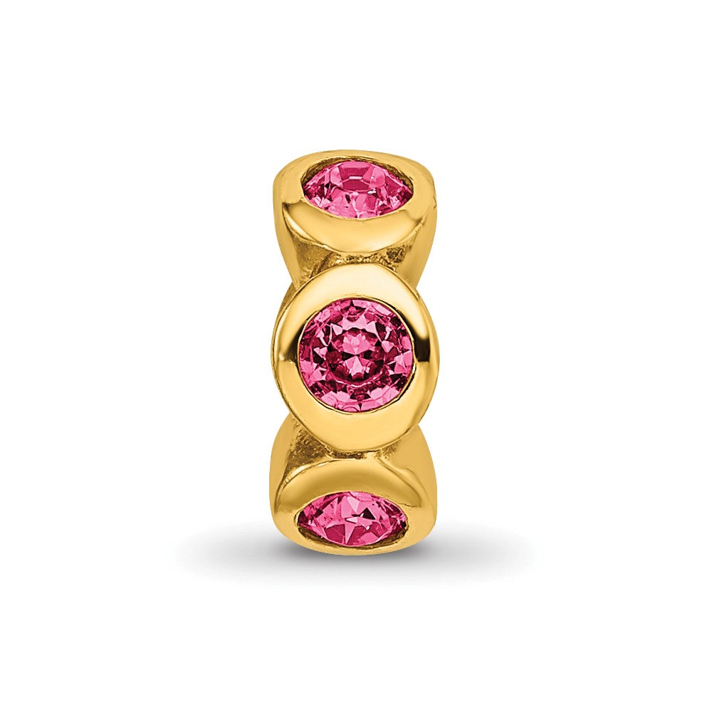 Sterling Silver Gold-plated Reflections Oct Pink Preciosa Crystal Bead