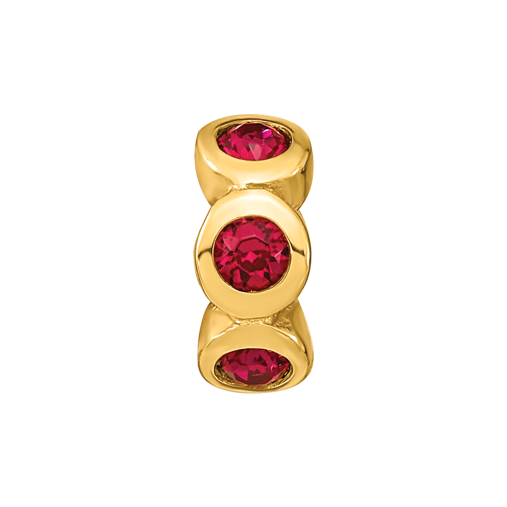 Sterling Silver Gold-plated Reflections July Red Preciosa Crystal Bead
