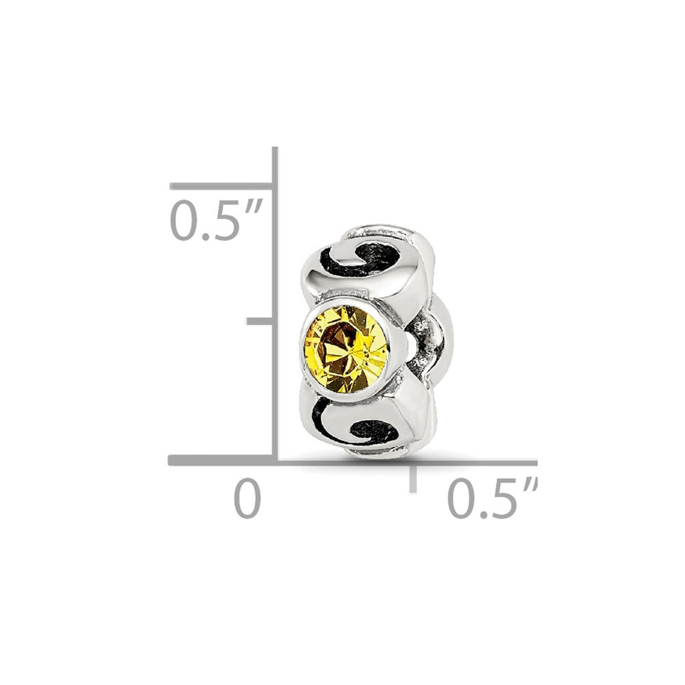 Sterling Silver Reflections Novem Yellow Preciosa Crystal Birthstone Bead