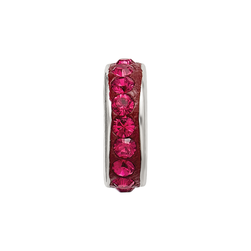 Sterling Silver Reflections July Single Row Red Preciosa Crystal Bead