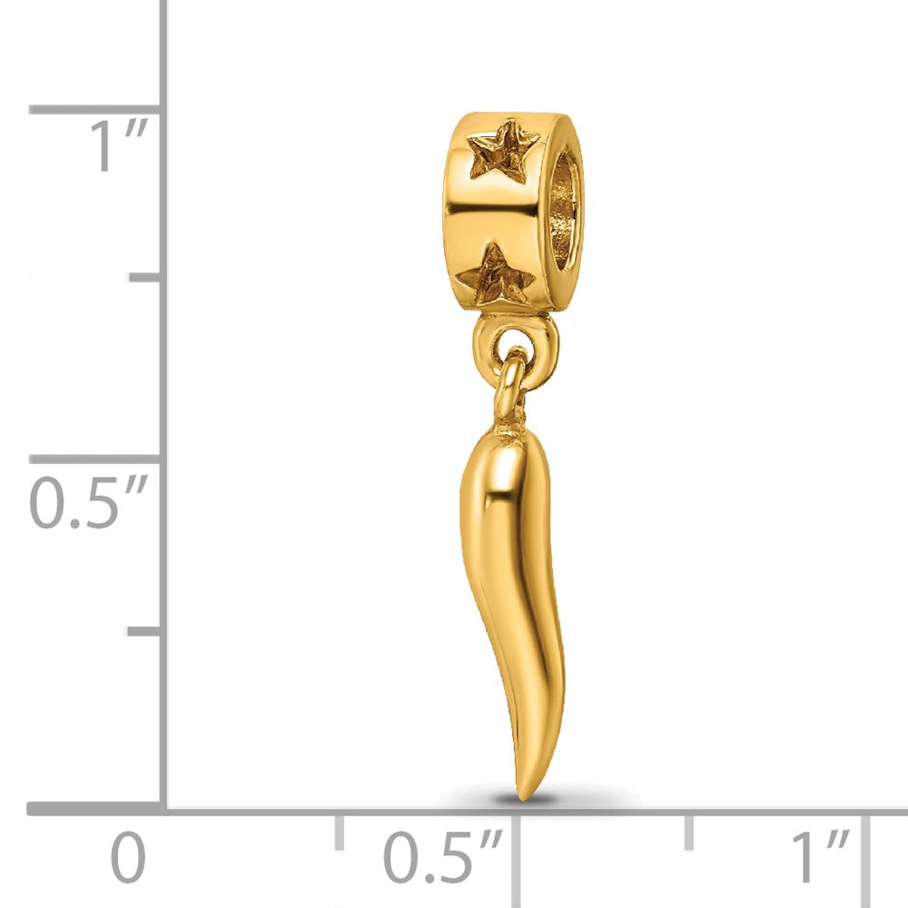 Sterling Silver Gold-plated Reflections Italian Horn Dangle Bead