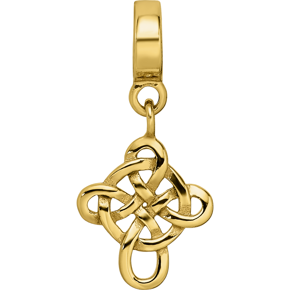 Sterling Silver Gold-plated Reflections Celtic Cross Dangle Bead