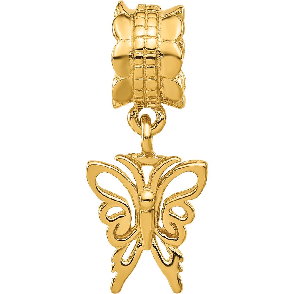 Sterling Silver Reflections Gold-plated Butterfly Dangle Bead