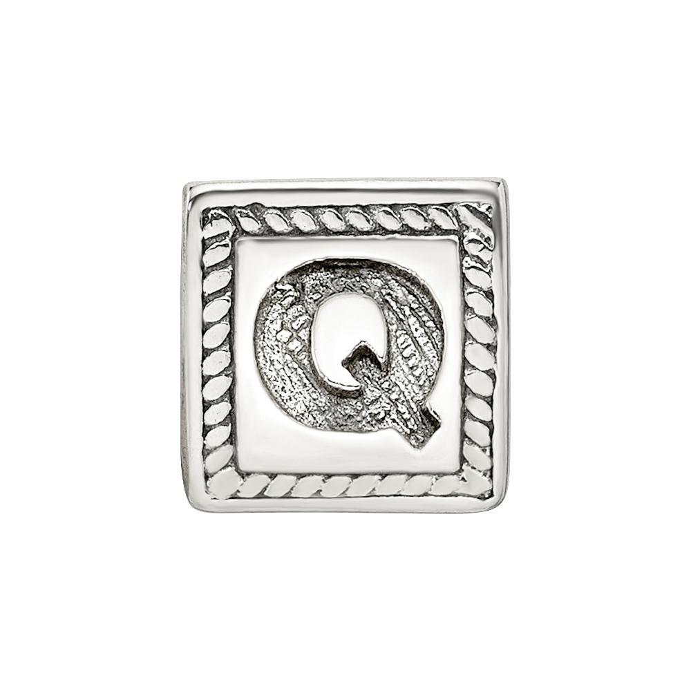 Sterling Silver Reflections Letter Q Triangle Block Bead