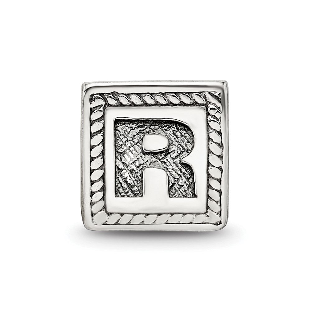 Sterling Silver Reflections Letter R Triangle Block Bead