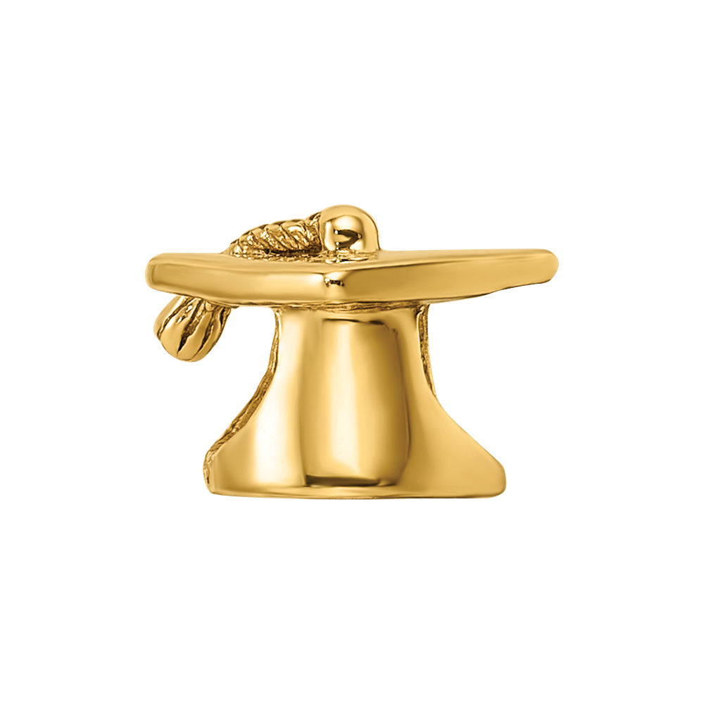 Sterling Silver Gold-plated Reflections Graduation Cap Bead