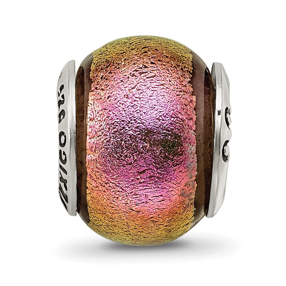 Sterling Silver Reflections Pink Dichroic Glass Bead