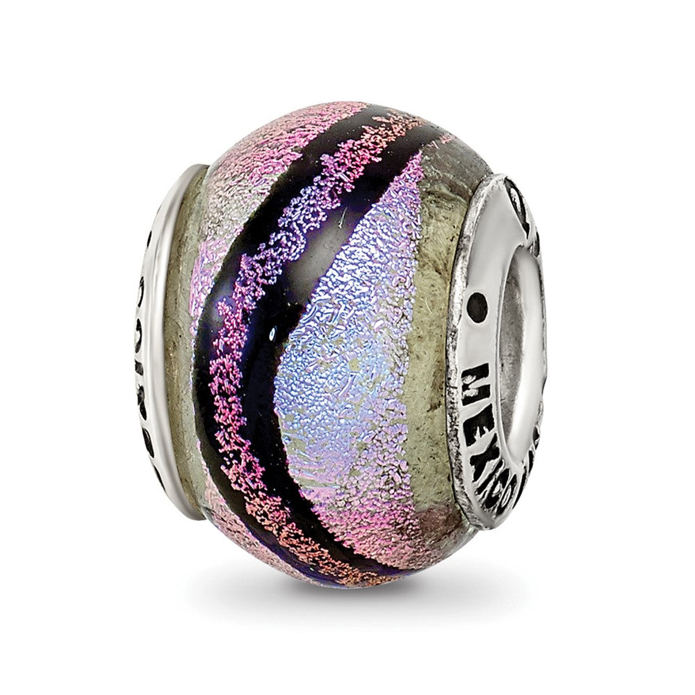 Sterling Silver Reflections Purple Dichroic Glass Bead