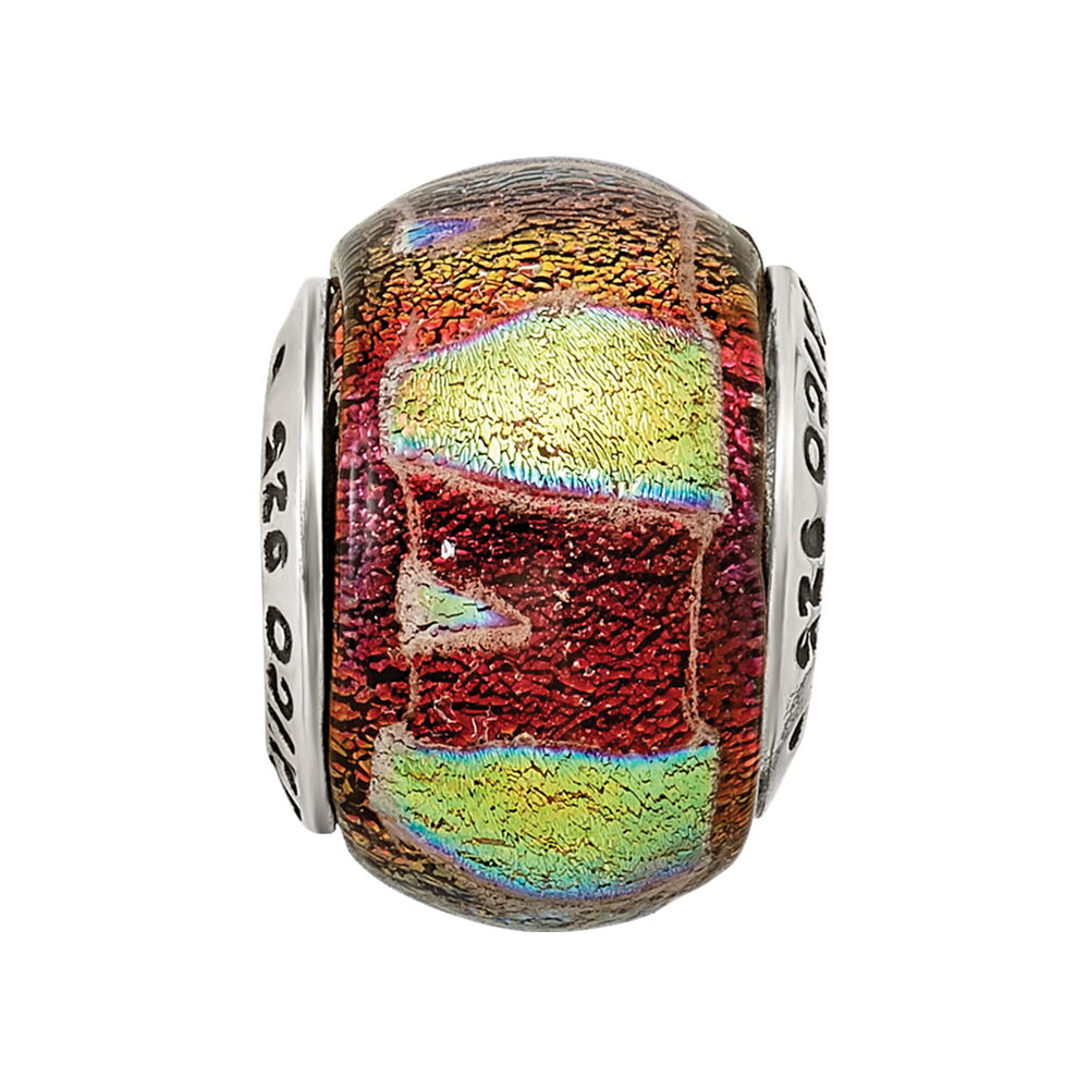 Sterling Silver Reflections Orange Dichroic Glass Bead