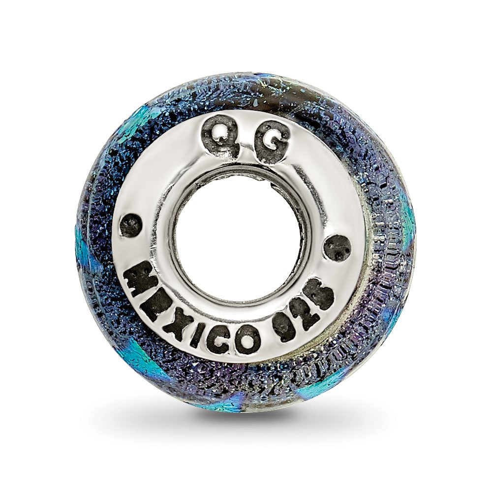 Sterling Silver Reflections Blue Dichroic Glass Bead