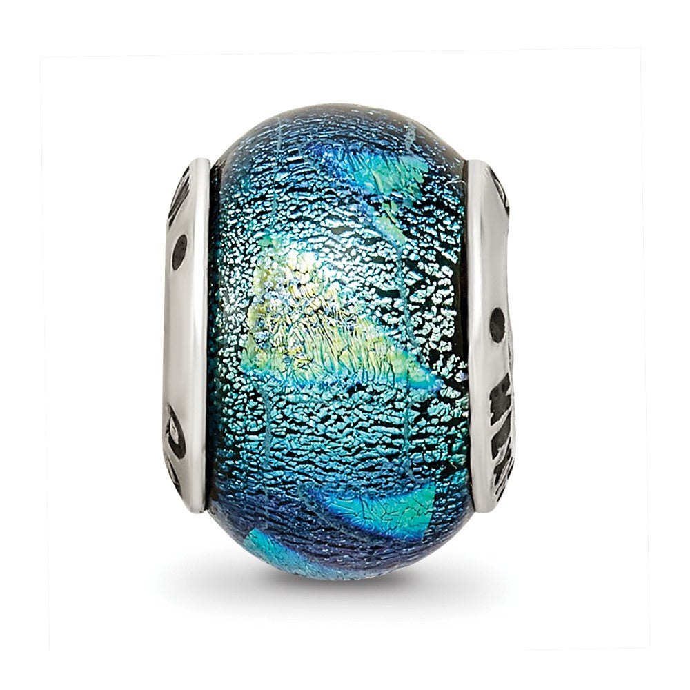 Sterling Silver Reflections Blue Dichroic Glass Bead