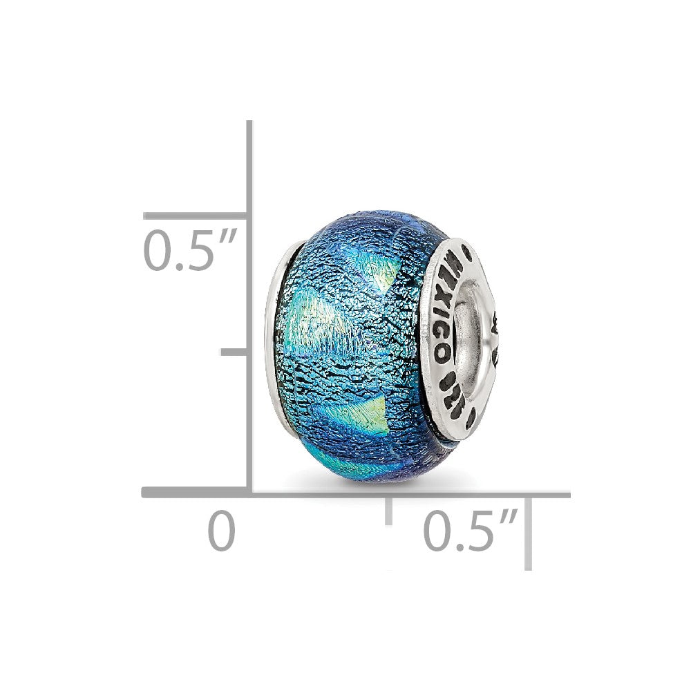 Sterling Silver Reflections Blue Dichroic Glass Bead