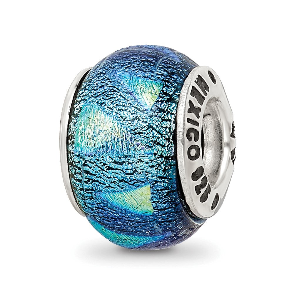 Sterling Silver Reflections Blue Dichroic Glass Bead