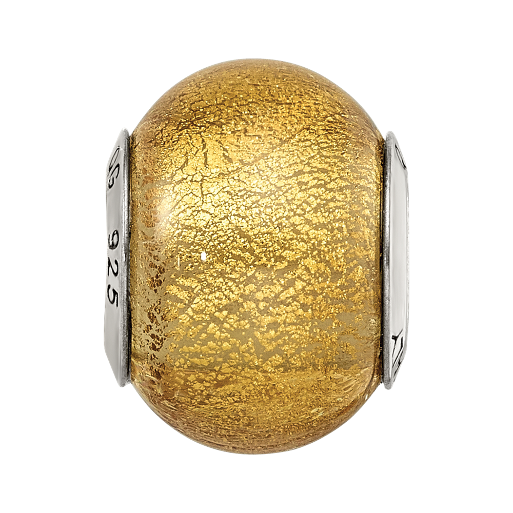 Sterling Silver Reflections Champange Yellow Italian Murano Bead