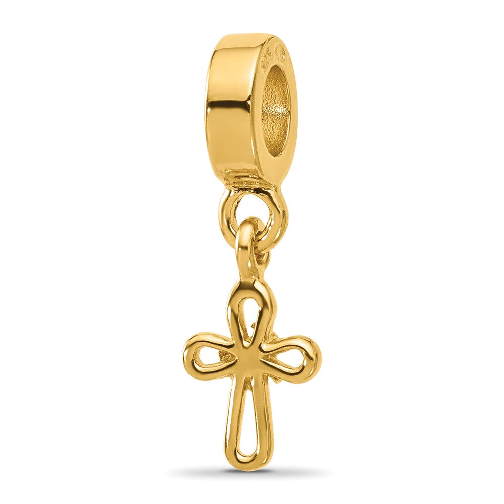 Sterling Silver Reflections Gold-plated Dove Cross Dangle Bead