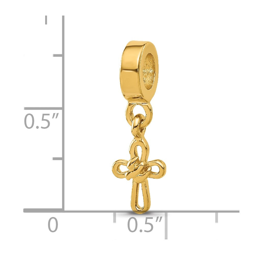 Sterling Silver Reflections Gold-plated Dove Cross Dangle Bead