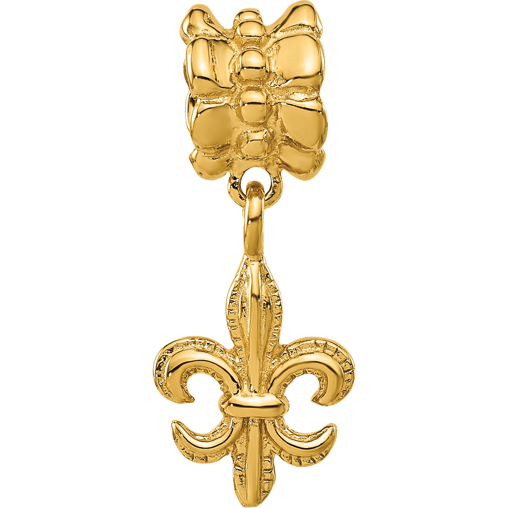 Sterling Silver Reflections Gold-plated Fleur De Lis Dangle Bead
