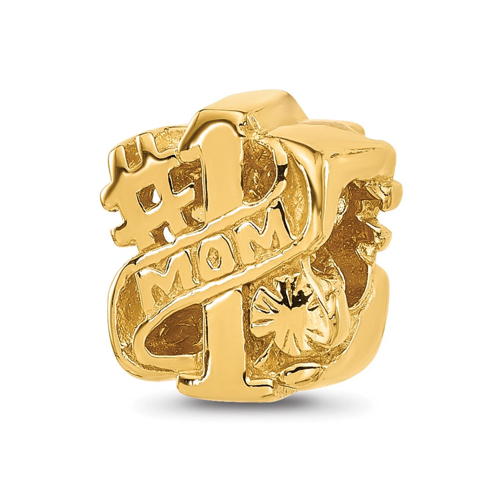 Sterling Silver Reflections Gold-plated Number 1 Mom Floral Bead