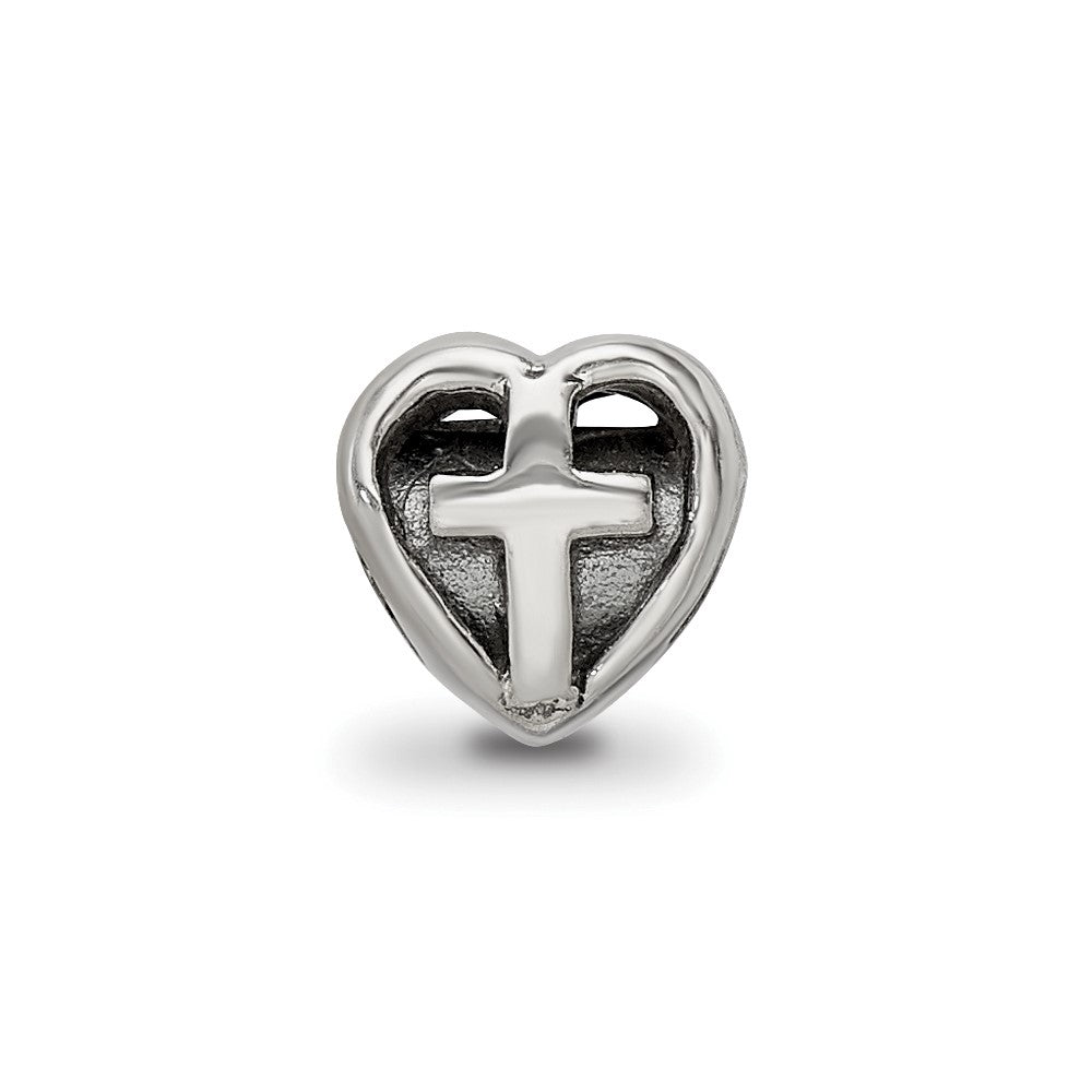 Sterling Silver Reflections Heart w/Cross Bead