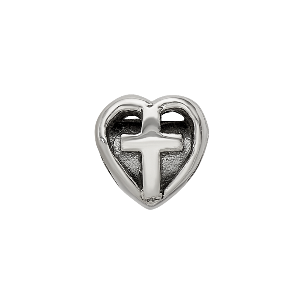 Sterling Silver Reflections Heart w/Cross Bead