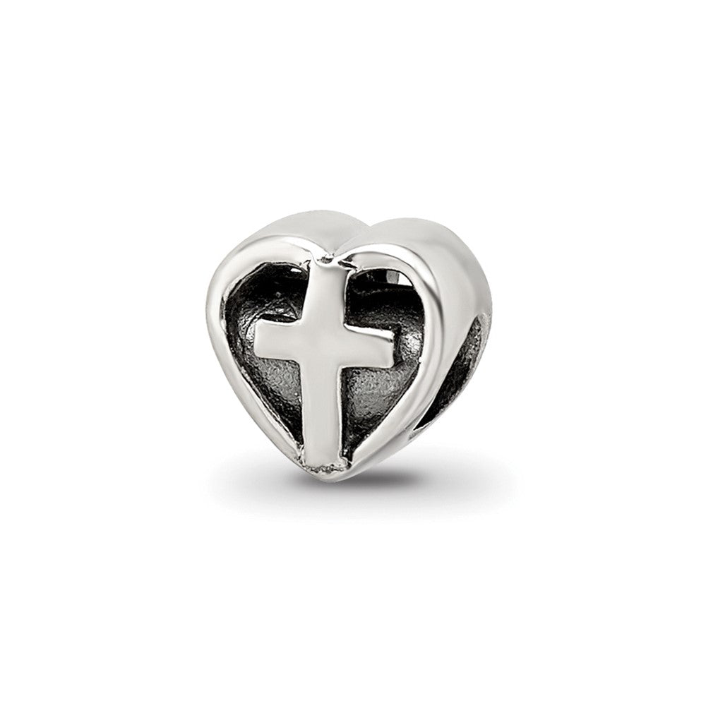 Sterling Silver Reflections Heart w/Cross Bead