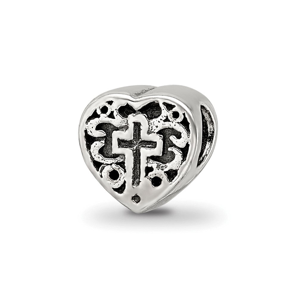 Sterling Silver Reflections Heart w/Cross and Scroll Bead