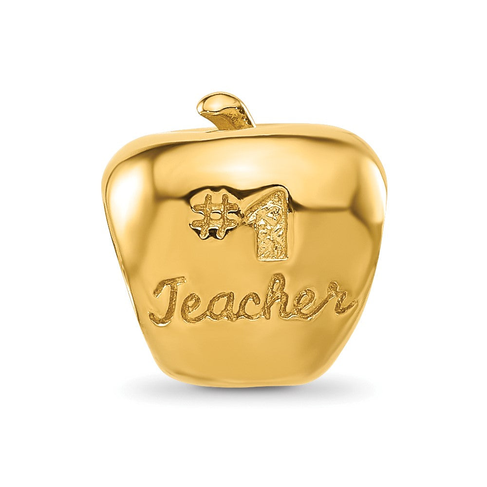 Sterling Silver Reflections Gold-plated Number 1 Teacher Apple Bead