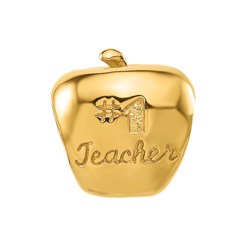 Sterling Silver Reflections Gold-plated Number 1 Teacher Apple Bead