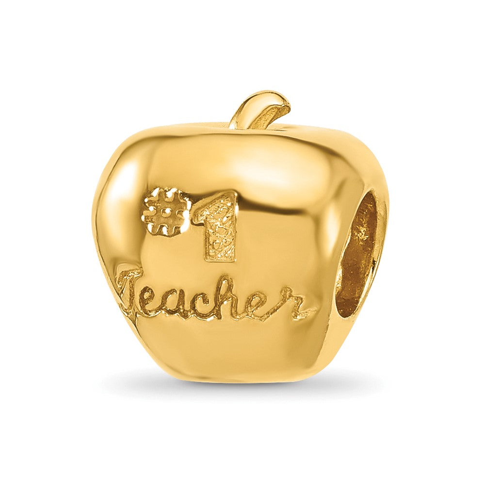 Sterling Silver Reflections Gold-plated Number 1 Teacher Apple Bead