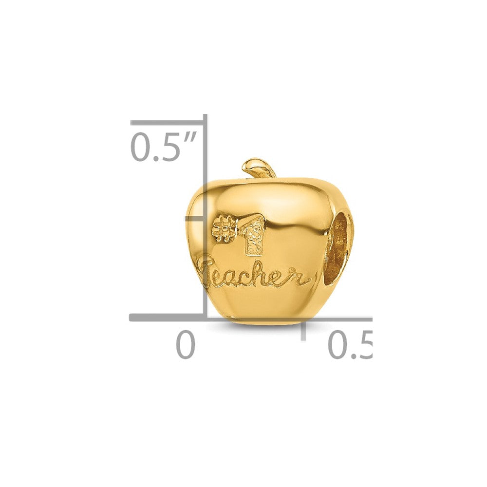 Sterling Silver Reflections Gold-plated Number 1 Teacher Apple Bead