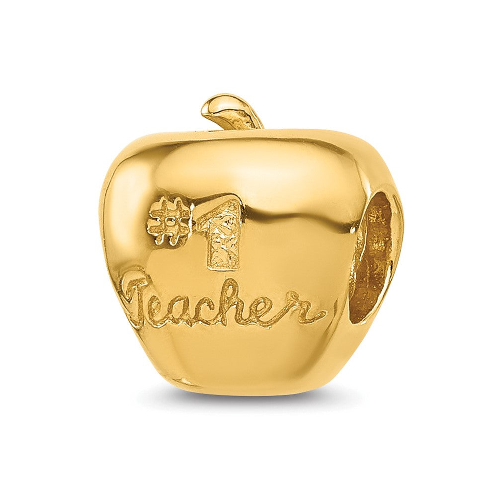 Sterling Silver Reflections Gold-plated Number 1 Teacher Apple Bead