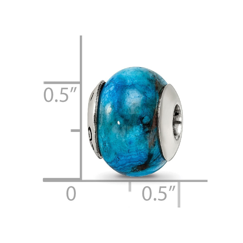 Sterling Silver Reflections Blue Crazy Lace Agate Stone Bead