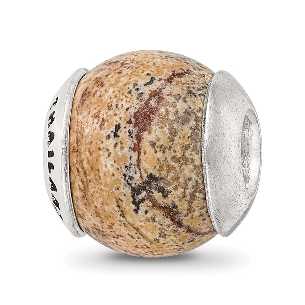 Sterling Silver Reflections Picture Jasper Stone Bead