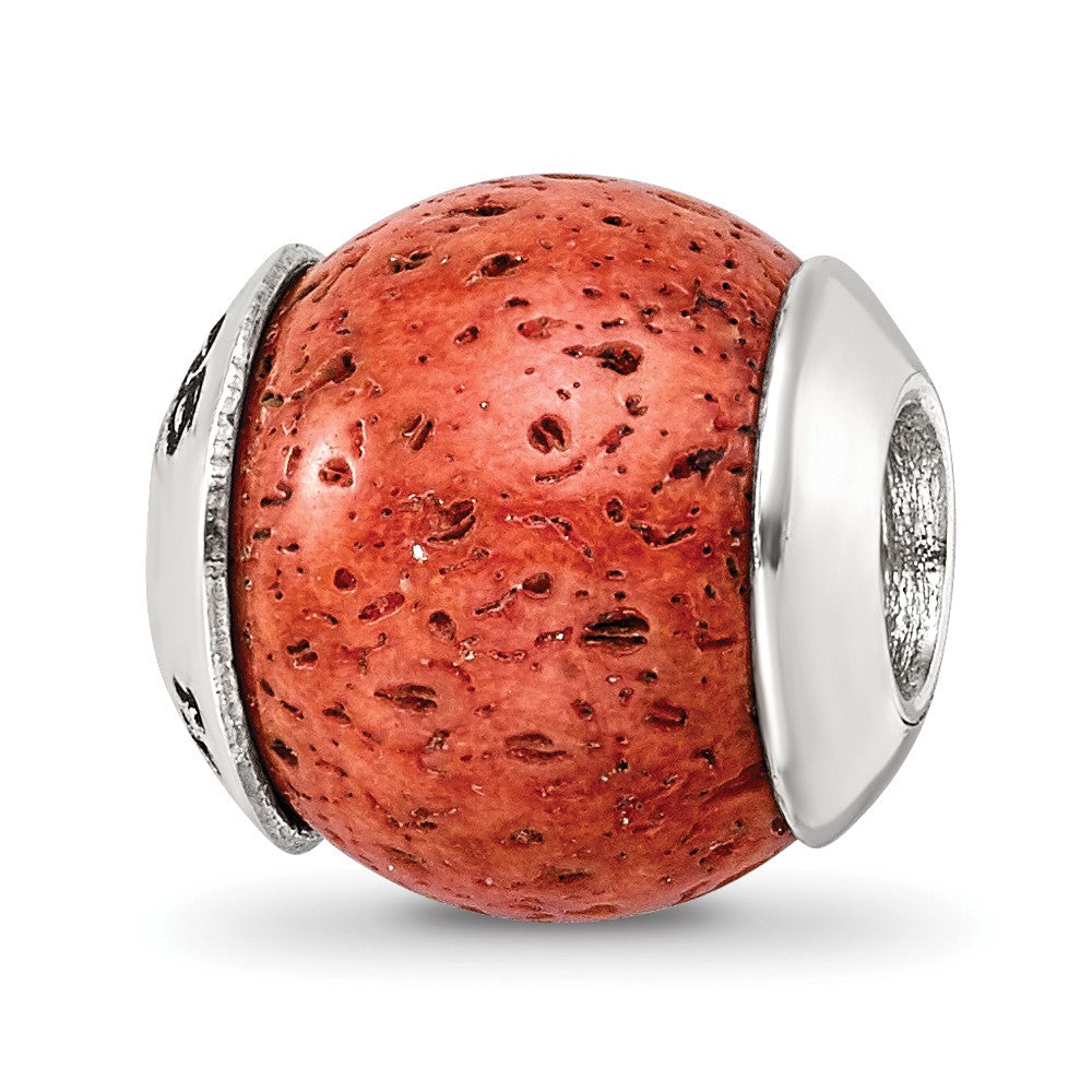 Sterling Silver Reflections Coral Stone Bead