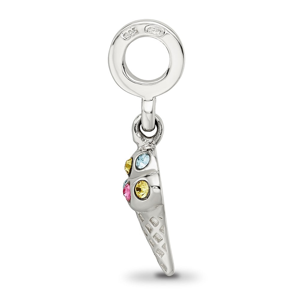 Sterling Silver Reflections CZ Ice Cream Cone Dangle Bead