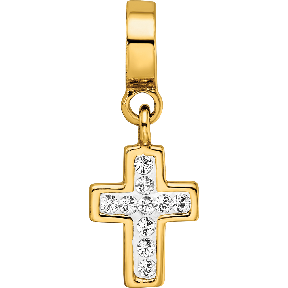 Sterling Silver Gold-plated Reflections Preciosa Crystal Cross Dangle Bead