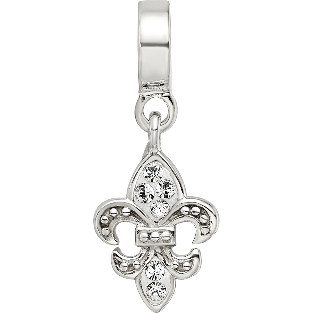 Sterling Silver Reflections Clear Preciosa Crystal Fleur De Lis Bead