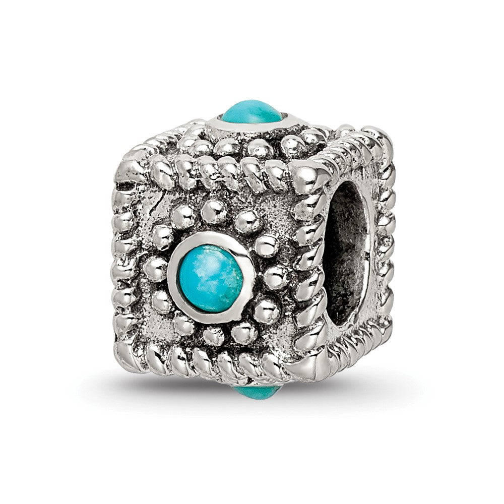 Sterling Silver Reflections Square 4 Stone Turquoise Bead