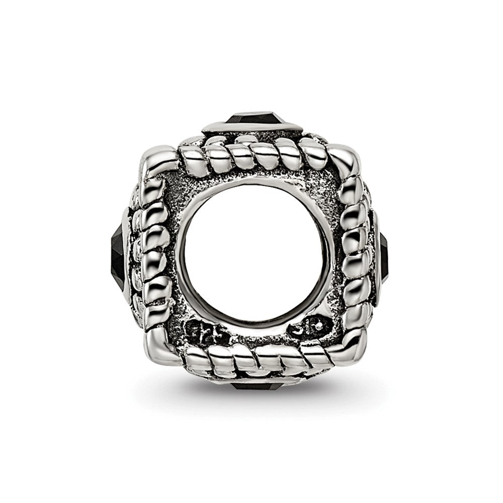 Sterling Silver Reflections Square 4 CZ Bead