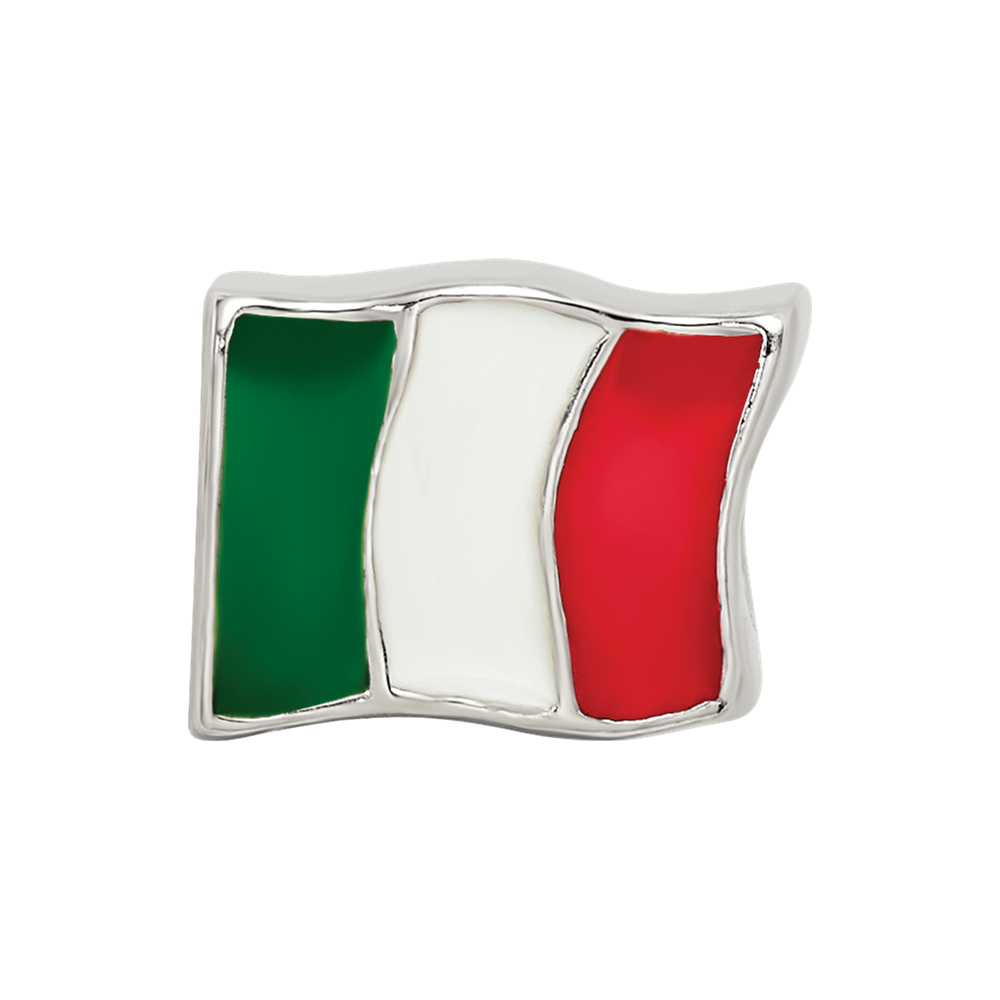 Sterling Silver Reflections Enameled Italy Flag Bead