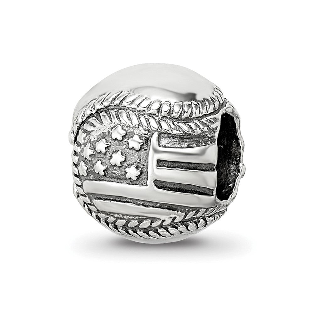 Sterling Silver Reflections USA Flag Baseball Bead