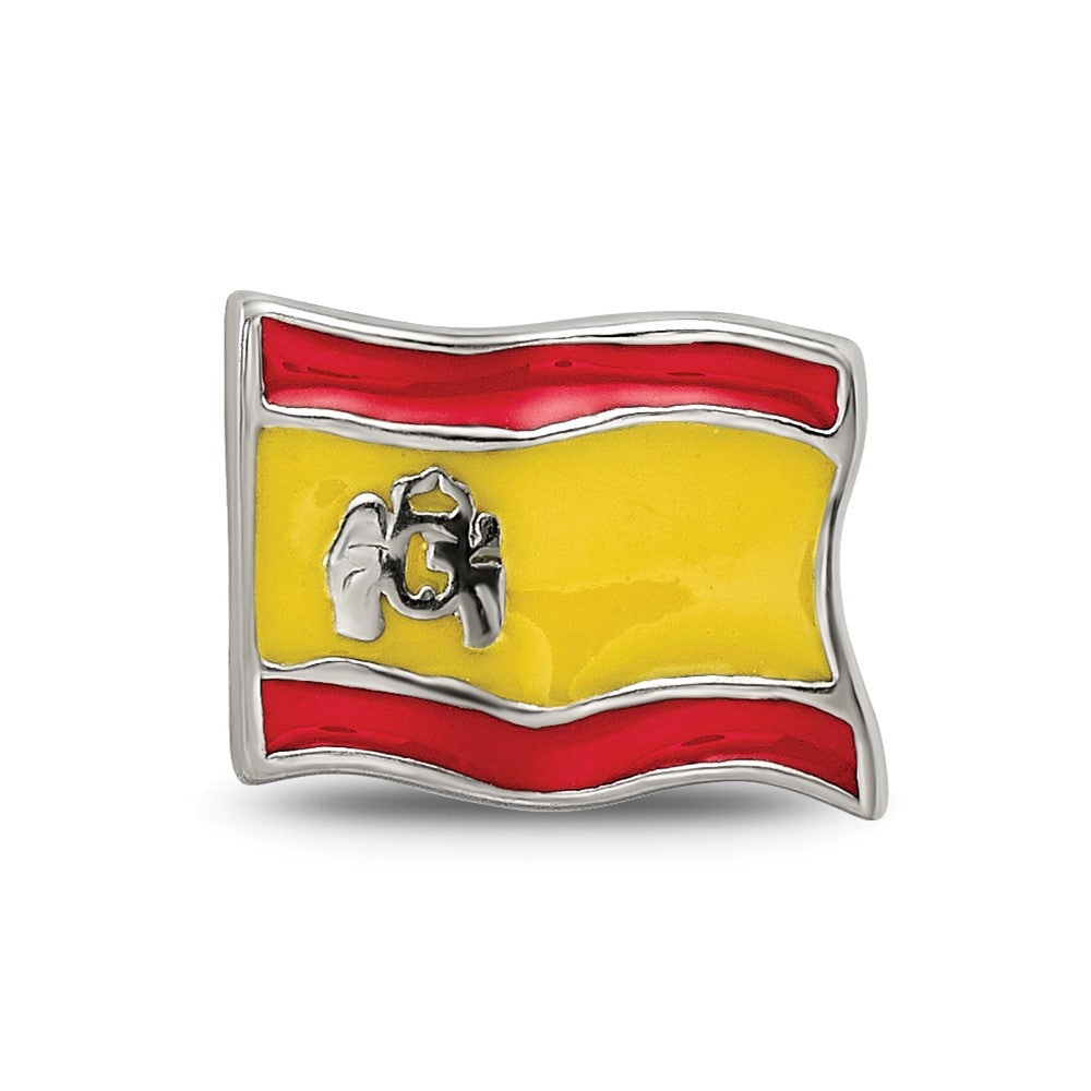 Sterling Silver Reflections Enameled Spanish Flag Bead