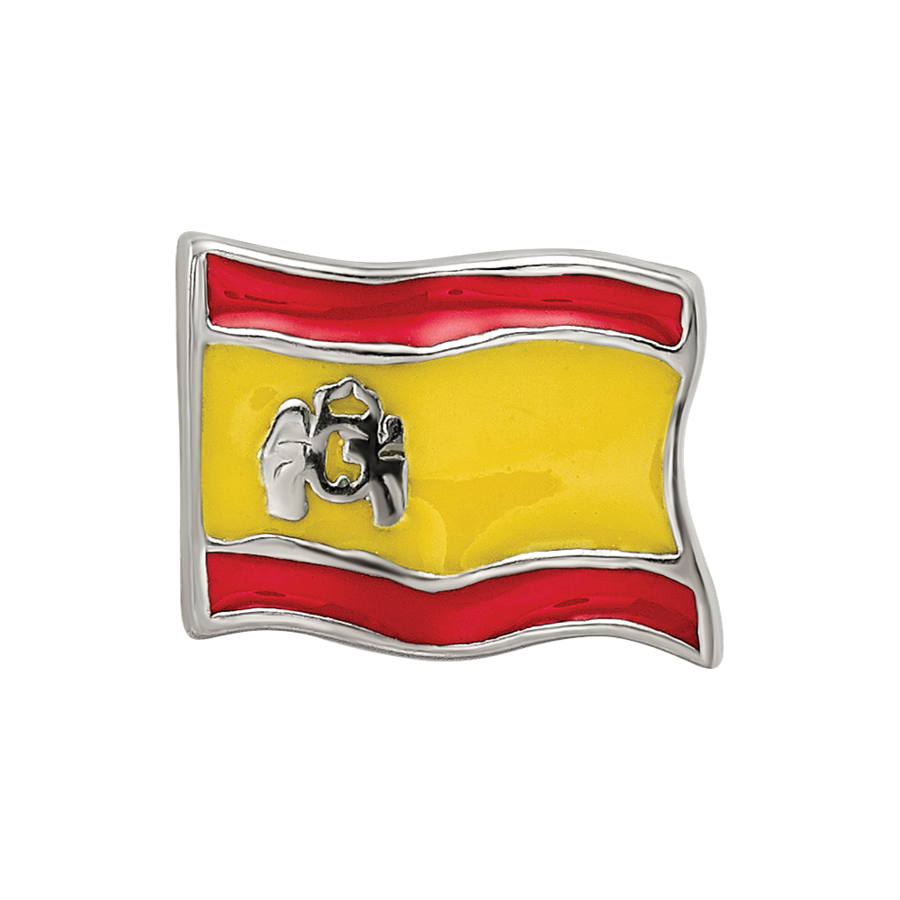 Sterling Silver Reflections Enameled Spanish Flag Bead