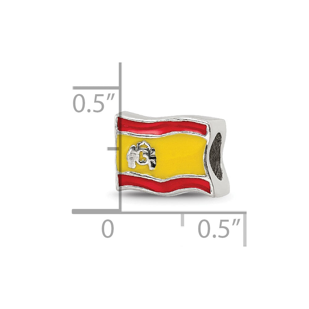 Sterling Silver Reflections Enameled Spanish Flag Bead