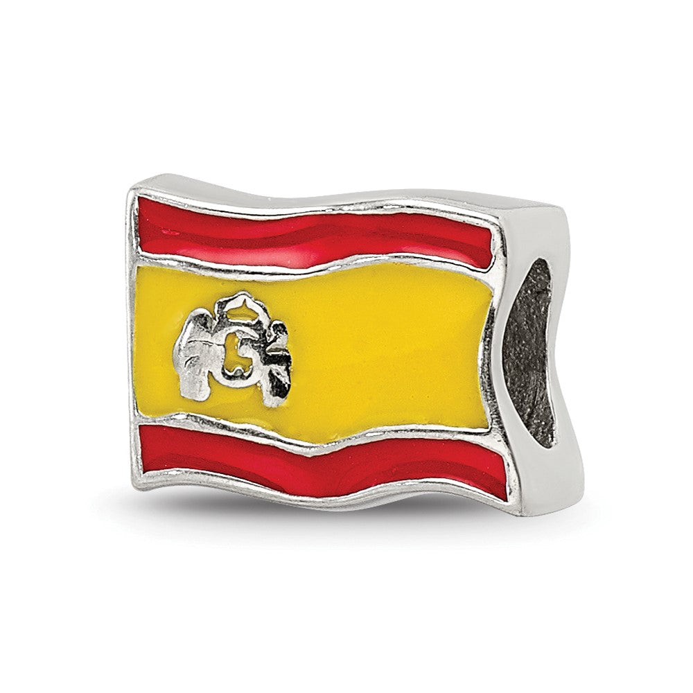 Sterling Silver Reflections Enameled Spanish Flag Bead
