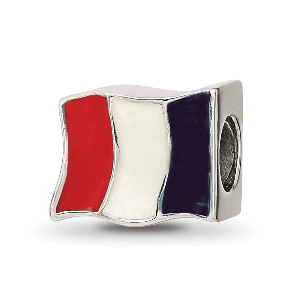 Sterling Silver Reflections Enameled France Flag Bead