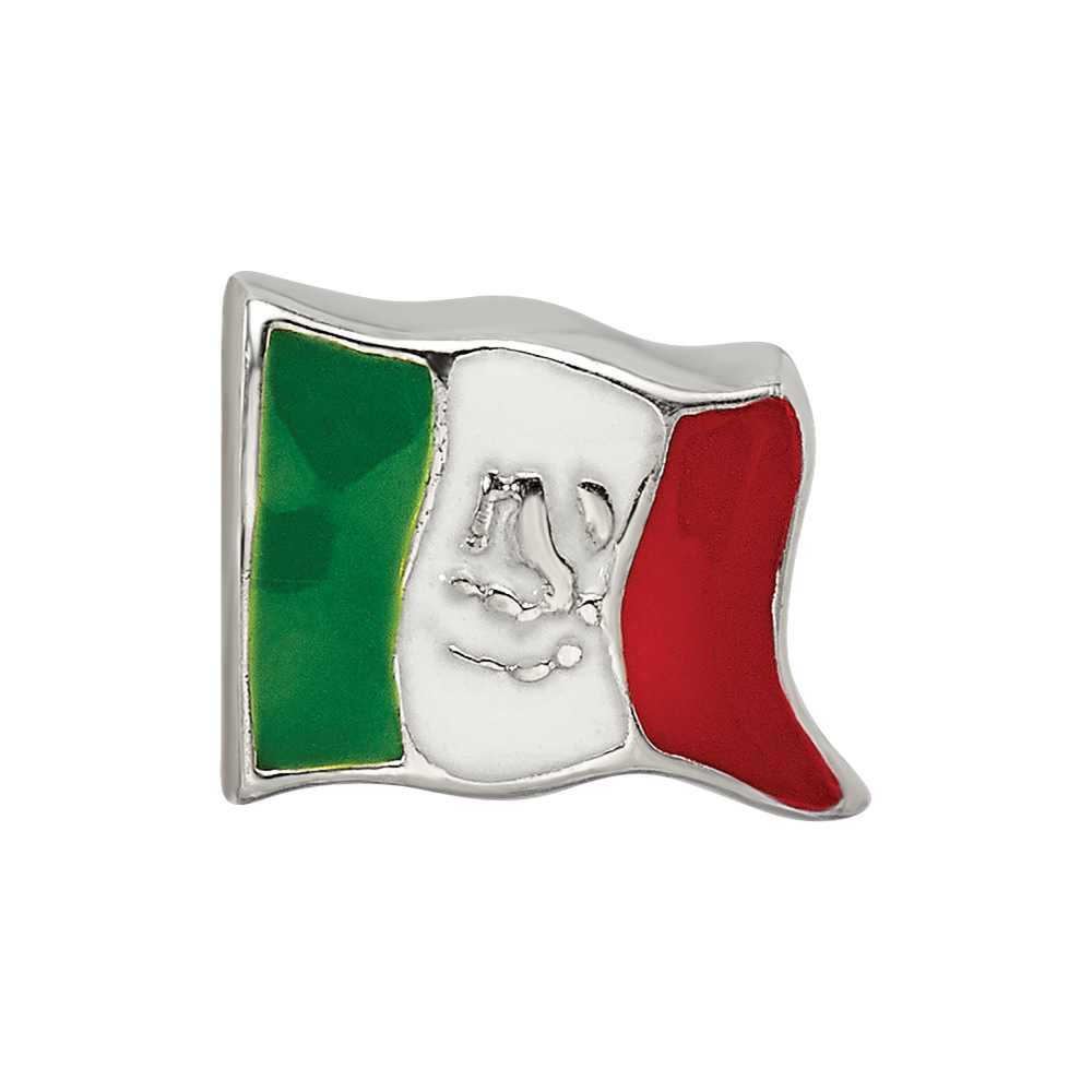 Sterling Silver Reflections Enameled Mexico Flag Bead